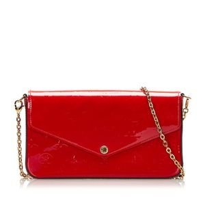 Monogram Vernis Pochette Felicie Chain  Red Patent Leather